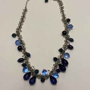 Silver light blue dark blue necklace